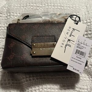 Nicole Miller Brown Clutch with Metallic Sheen